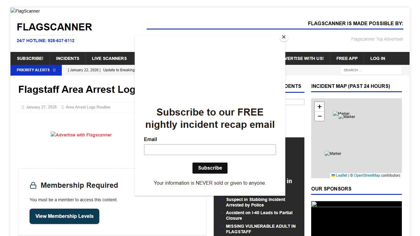 Flagstaff Area Arrest Log 1/27/2026 – FlagScanner
