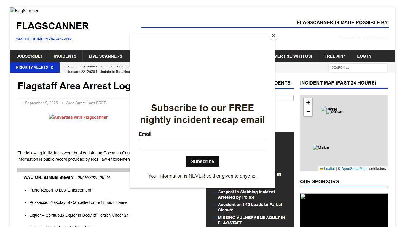 Flagstaff Area Arrest Log 9/5/2025 – FlagScanner