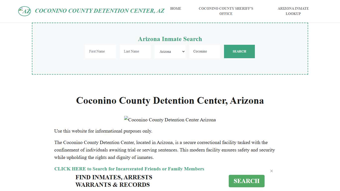 Coconino County Detention Center, AZ Inmate Roster, Offender Search