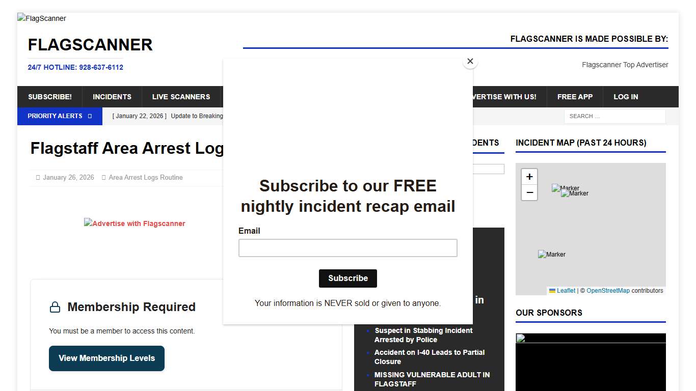 Flagstaff Area Arrest Log 1/26/2026 – FlagScanner